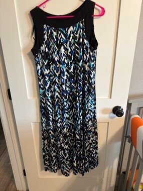 Perceptions Black, Blue & White Sleeveless Maxi Dress